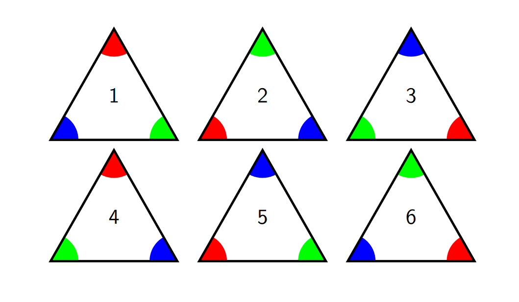 All six triangle arrangements